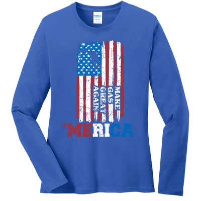 Make Gas Great Again Merica Petrol Pump Us Flag Great Gift Ladies Long Sleeve Shirt