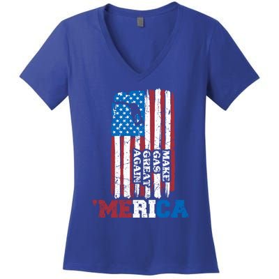 Make Gas Great Again Merica Petrol Pump Us Flag Great Gift Women's V-Neck T-Shirt