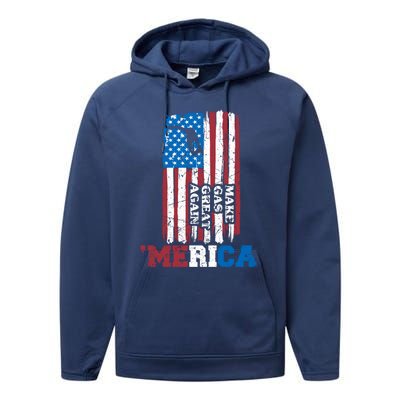 Make Gas Great Again Merica Petrol Pump Us Flag Great Gift Performance Fleece Hoodie