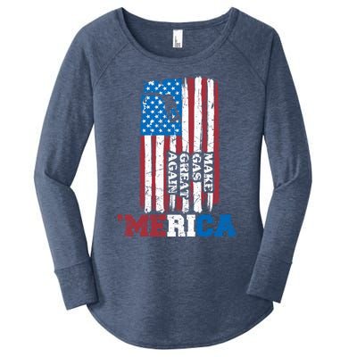 Make Gas Great Again Merica Petrol Pump Us Flag Great Gift Women's Perfect Tri Tunic Long Sleeve Shirt