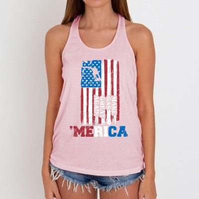 Make Gas Great Again Merica Petrol Pump Us Flag Great Gift Women's Knotted Racerback Tank