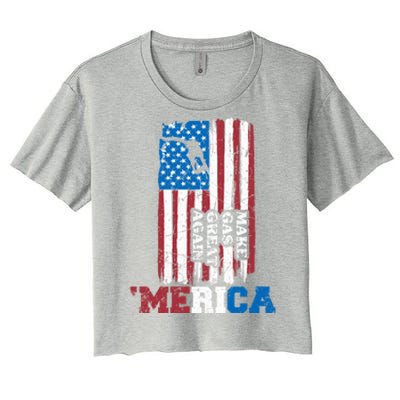 Make Gas Great Again Merica Petrol Pump Us Flag Great Gift Women's Crop Top Tee