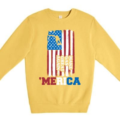 Make Gas Great Again Merica Petrol Pump Us Flag Gift Premium Crewneck Sweatshirt