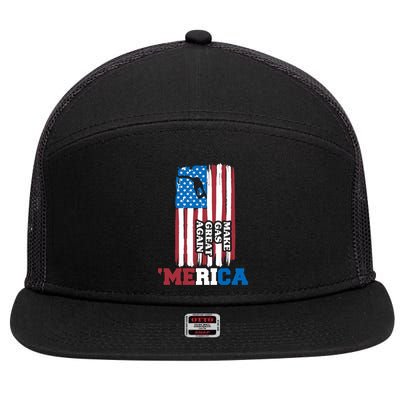 Make Gas Great Again Merica Petrol Pump Us Flag Gift 7 Panel Mesh Trucker Snapback Hat