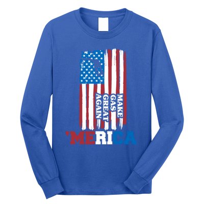 Make Gas Great Again Merica Petrol Pump Us Flag Gift Long Sleeve Shirt