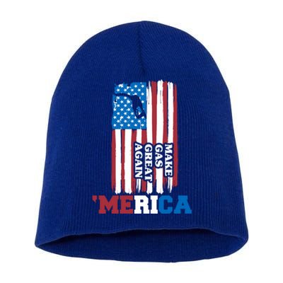 Make Gas Great Again Merica Petrol Pump Us Flag Gift Short Acrylic Beanie