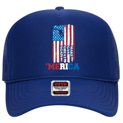 Make Gas Great Again Merica Petrol Pump Us Flag Gift High Crown Mesh Back Trucker Hat