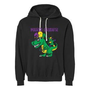 Mardi Gras Grawr Trex Voodoo Dab Dinosaur Garment-Dyed Fleece Hoodie