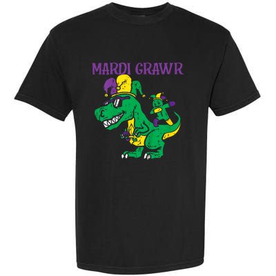 Mardi Gras Grawr Trex Voodoo Dab Dinosaur Garment-Dyed Heavyweight T-Shirt