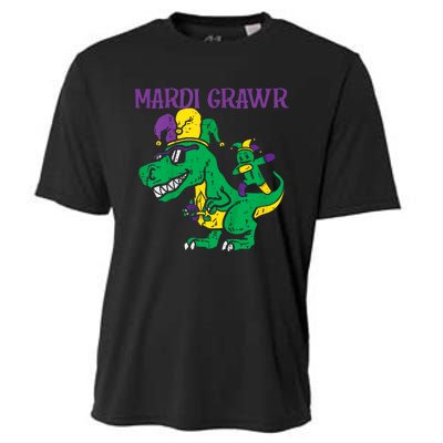 Mardi Gras Grawr Trex Voodoo Dab Dinosaur Cooling Performance Crew T-Shirt