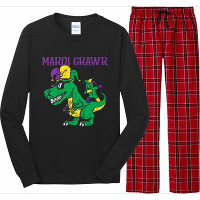 Mardi Gras Grawr Trex Voodoo Dab Dinosaur Long Sleeve Pajama Set