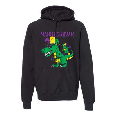 Mardi Gras Grawr Trex Voodoo Dab Dinosaur Premium Hoodie