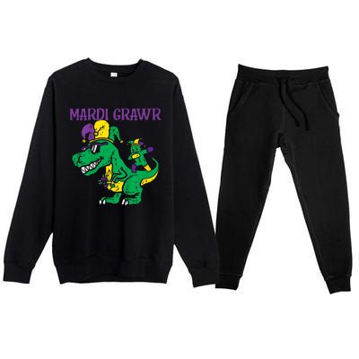 Mardi Gras Grawr Trex Voodoo Dab Dinosaur Premium Crewneck Sweatsuit Set