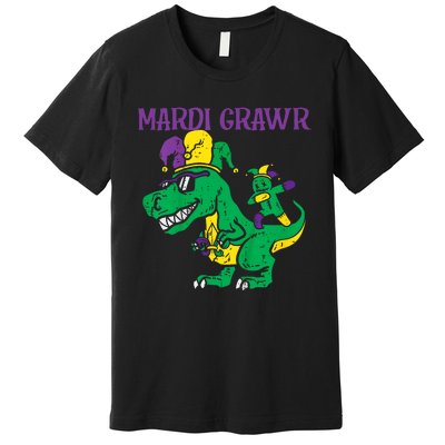 Mardi Gras Grawr Trex Voodoo Dab Dinosaur Premium T-Shirt