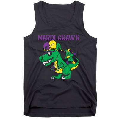 Mardi Gras Grawr Trex Voodoo Dab Dinosaur Tank Top