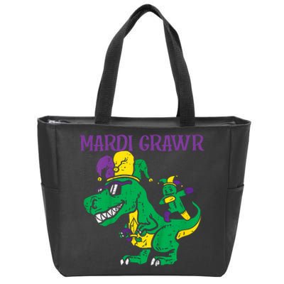 Mardi Gras Grawr Trex Voodoo Dab Dinosaur Zip Tote Bag