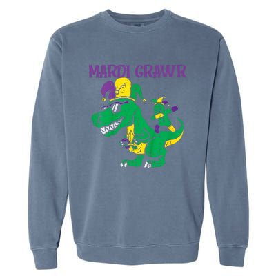 Mardi Gras Grawr Trex Voodoo Dab Dinosaur Garment-Dyed Sweatshirt