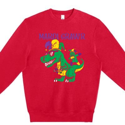 Mardi Gras Grawr Trex Voodoo Dab Dinosaur Premium Crewneck Sweatshirt