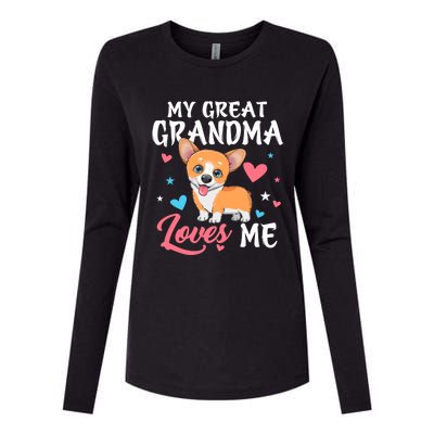 My Great Grandma Loves Me Corgi Dog For Mother's Day Womens Cotton Relaxed Long Sleeve T-Shirt