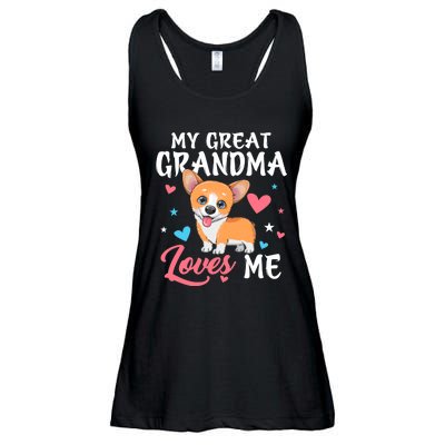 My Great Grandma Loves Me Corgi Dog For Mother's Day Ladies Essential Flowy Tank