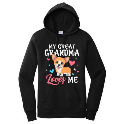 My Great Grandma Loves Me Corgi Dog For Mother's Day Women's Pullover Hoodie