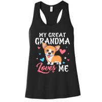 My Great Grandma Loves Me Corgi Dog For Mother's Day Women's Racerback Tank