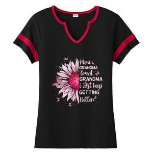 Mom Grandma Great Grandma I Just Keep Getting Better Mother Ladies Halftime Notch Neck Tee