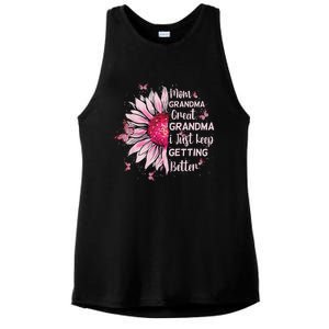 Mom Grandma Great Grandma I Just Keep Getting Better Mother Ladies PosiCharge Tri-Blend Wicking Tank