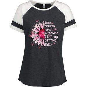 Mom Grandma Great Grandma I Just Keep Getting Better Mother Enza Ladies Jersey Colorblock Tee