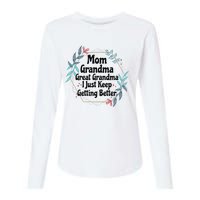 Mom Grandma Great Grandma I Just Keep Getting Better Womens Cotton Relaxed Long Sleeve T-Shirt