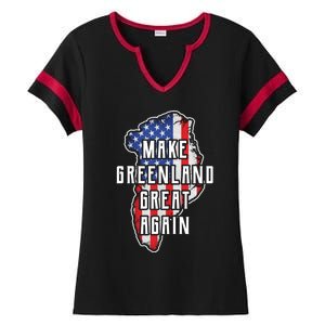 Make Greenland Great Again 51st State Usa Flag Retro Meaningful Gift Ladies Halftime Notch Neck Tee