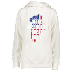 Make Greenland Great Again 51st State Usa Flag Retro Meaningful Gift Womens Funnel Neck Pullover Hood