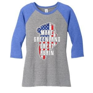 Make Greenland Great Again 51st State Usa Flag Retro Meaningful Gift Women's Tri-Blend 3/4-Sleeve Raglan Shirt