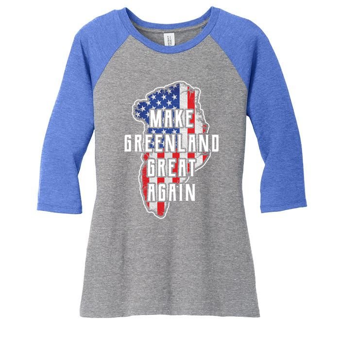 Make Greenland Great Again 51st State Usa Flag Retro Meaningful Gift Women's Tri-Blend 3/4-Sleeve Raglan Shirt