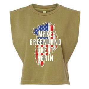 Make Greenland Great Again 51st State Usa Flag Retro Meaningful Gift Garment-Dyed Women's Muscle Tee