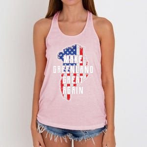 Make Greenland Great Again 51st State Usa Flag Retro Meaningful Gift Women's Knotted Racerback Tank