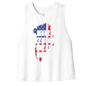 Make Greenland Great Again 51st State Usa Flag Retro Meaningful Gift Women's Racerback Cropped Tank