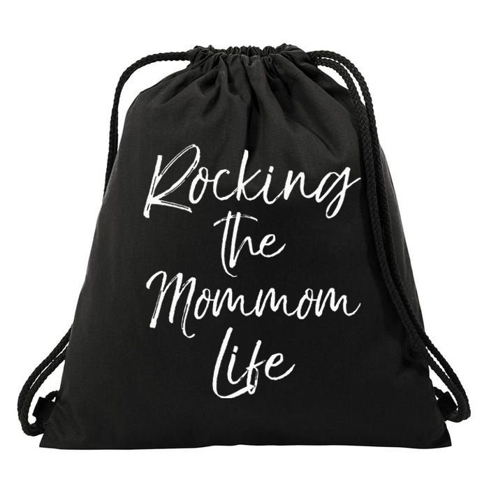 Music Grandma Gift From Grandkids Rocking The Mommom Life Drawstring Bag