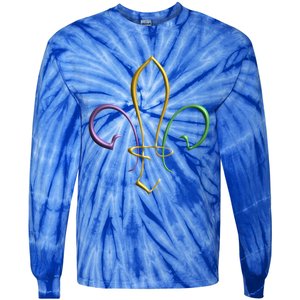 Mardi Gras Gold Purple Green Fleur De Lis Gift Tie-Dye Long Sleeve Shirt