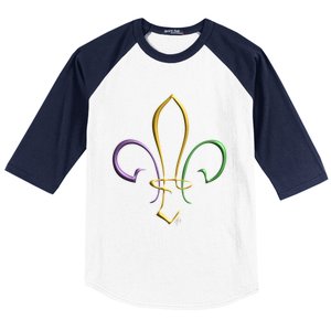 Mardi Gras Gold Purple Green Fleur De Lis Gift Baseball Sleeve Shirt