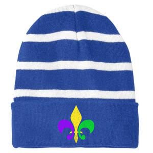 Mardi Gras Gift Fleur De Lis Mardi Gras Cool Gift Striped Beanie with Solid Band