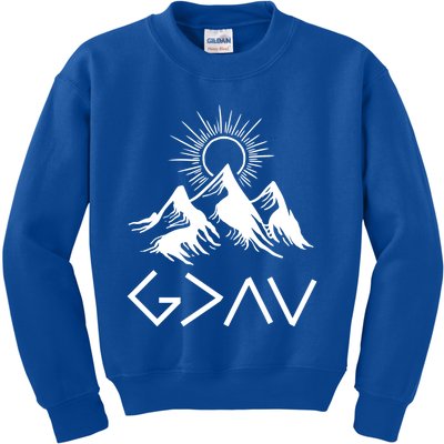 Mountain God Greater Than Highs Lows Religion Christian Gift Kids Sweatshirt