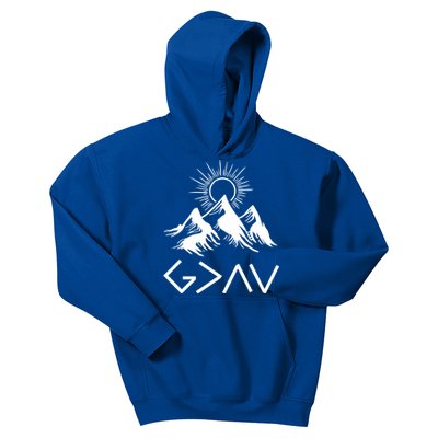 Mountain God Greater Than Highs Lows Religion Christian Gift Kids Hoodie