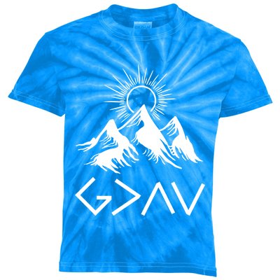 Mountain God Greater Than Highs Lows Religion Christian Gift Kids Tie-Dye T-Shirt