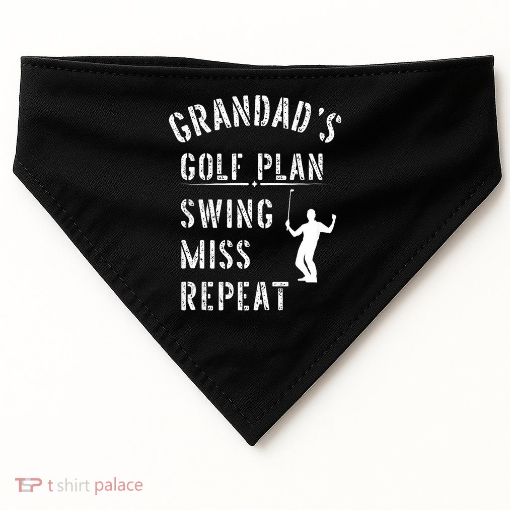 Mens Grandad’s Golfing Plan Swings Miss Repeats Funny   USA-Made Doggie Bandana