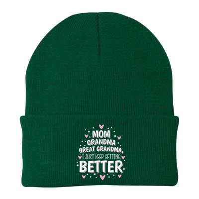 Mom Grandma Great Grandma I Just Keep Getting Better Great Gift Knit Cap Winter Beanie