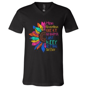 Mom Grandma Great Grandma I Just Keep Getting Better V-Neck T-Shirt