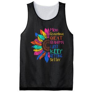 Mom Grandma Great Grandma I Just Keep Getting Better Mesh Reversible Basketball Jersey Tank