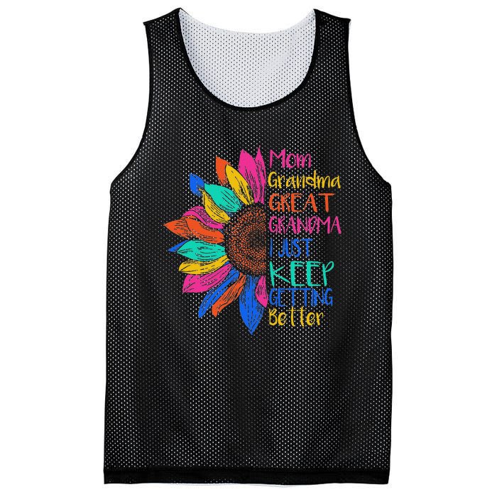 Mom Grandma Great Grandma I Just Keep Getting Better Mesh Reversible Basketball Jersey Tank