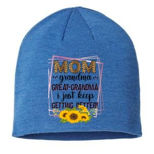 Mom Grandma Greatfunny Giftgrandma I Just Keep Getting Better Leopard Gift Sustainable Beanie